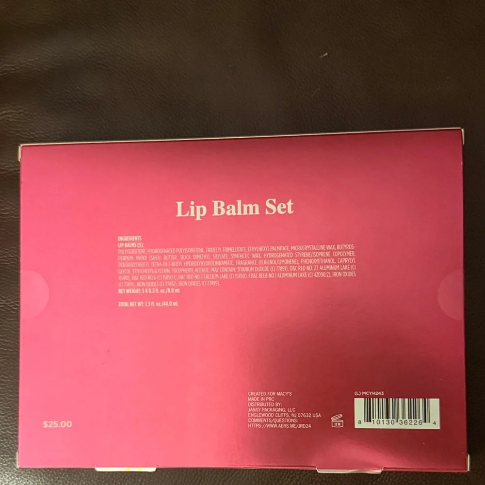 Macy's Lip Balm Set.